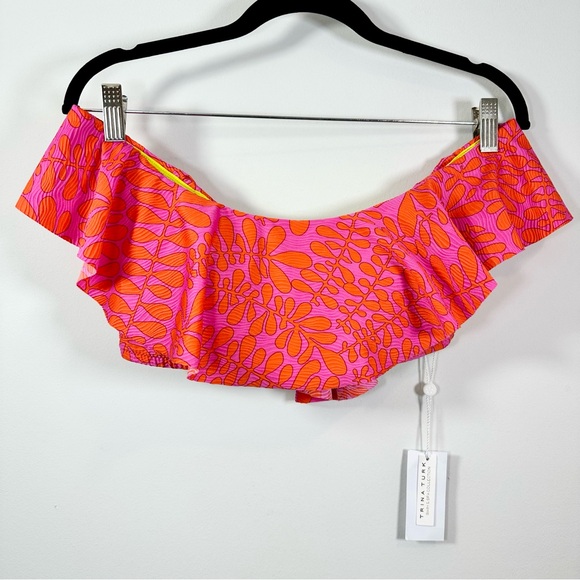Trina Turk Trellis Off the Shoulder Ruffle Bandeau Swim Top - Picture 3 of 13